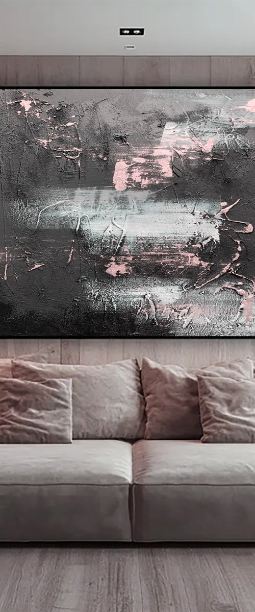 Pink and Black Abstract Reflections by Indie Ru