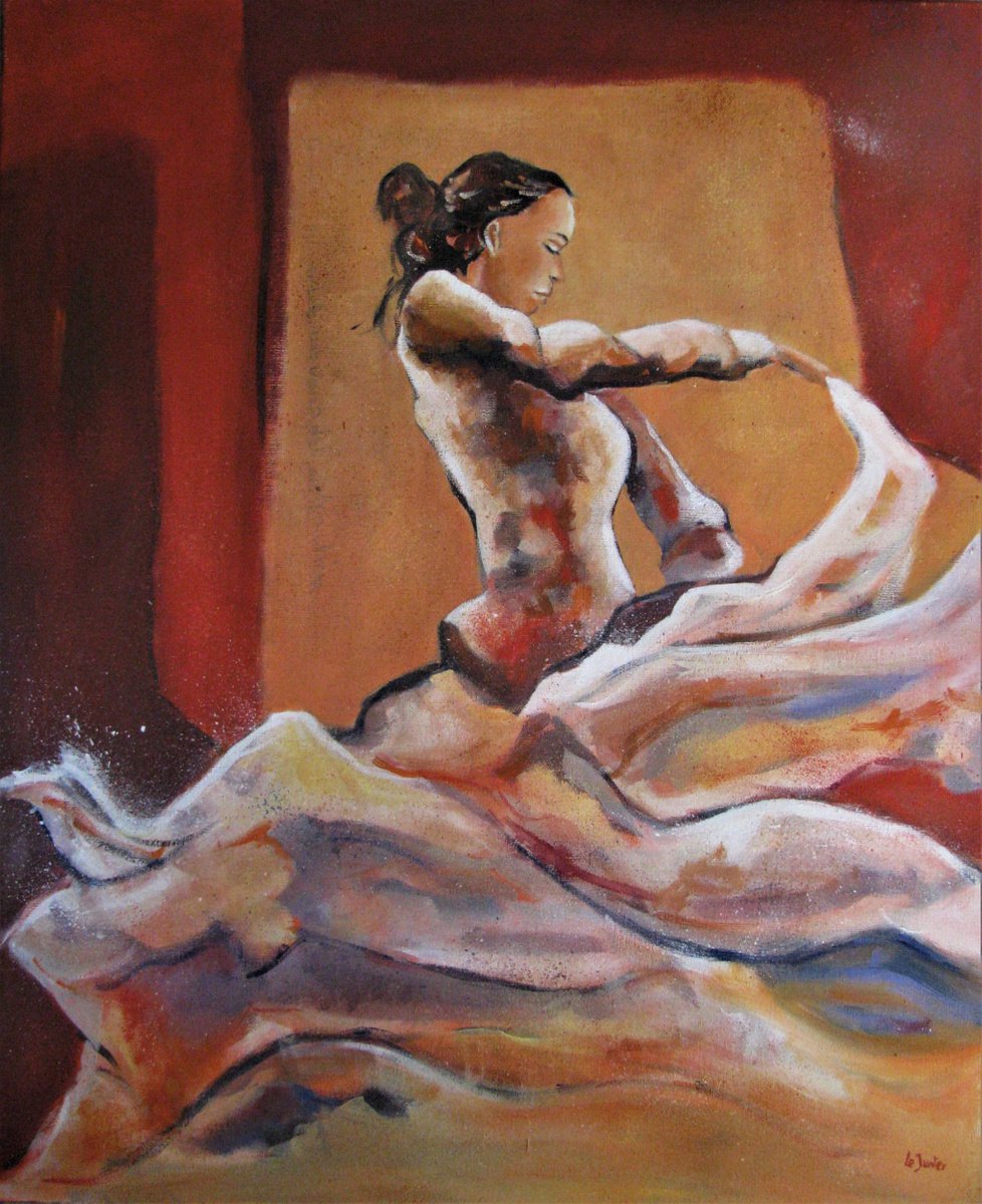 Expressive Portrait Oil Painting By Jean-Noel Le Junter, 24 X 29, Sevillana Dancer, Original Artwork