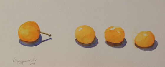 Four Mirabelles in a line