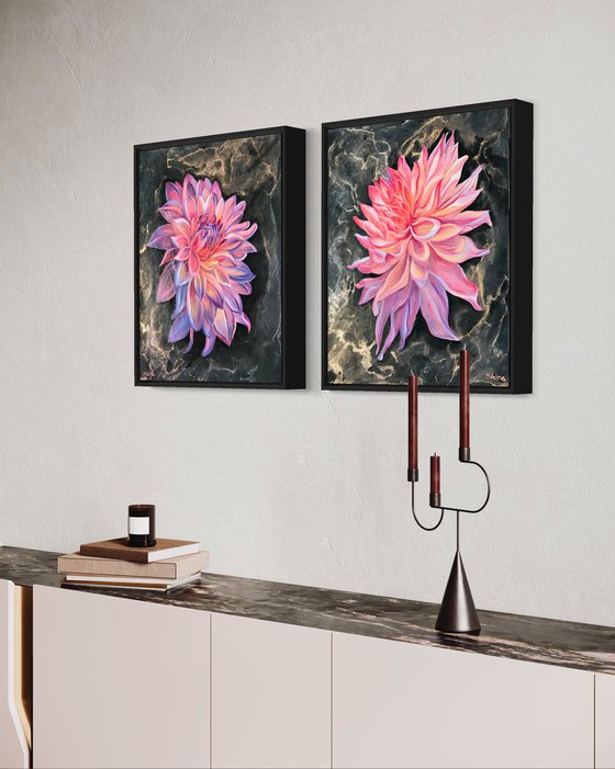 Shining Dahlias Diptych