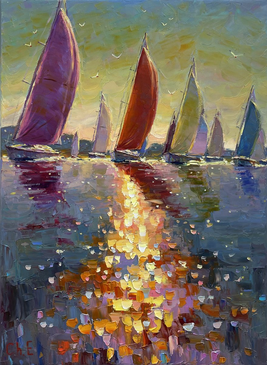 Sailing Regatta By Evgeny Chernyakovsky, 20 X 27, Artwork For Sale On Artfinder