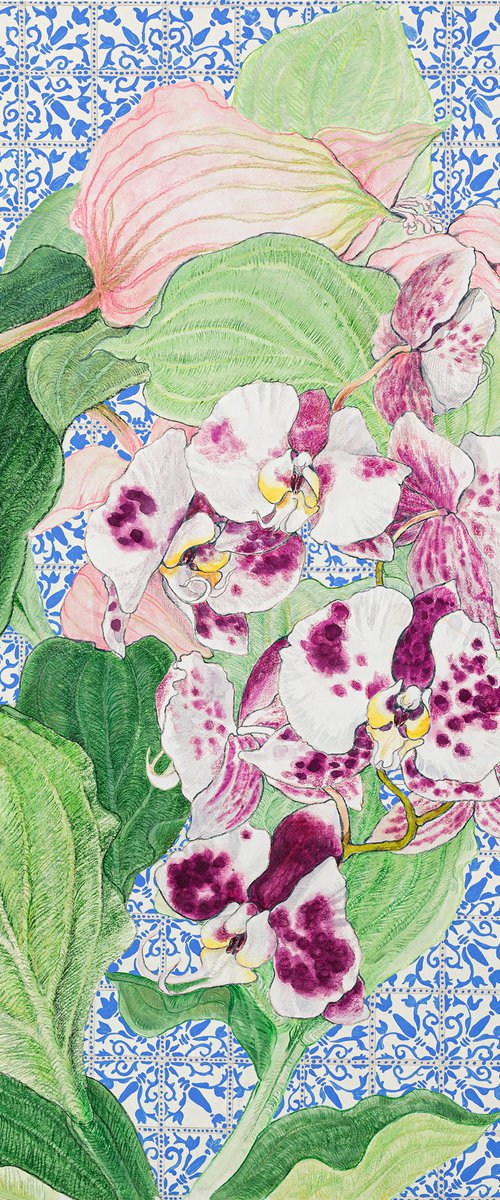 Orchids with Moroccan motif by Natalie Levkovska