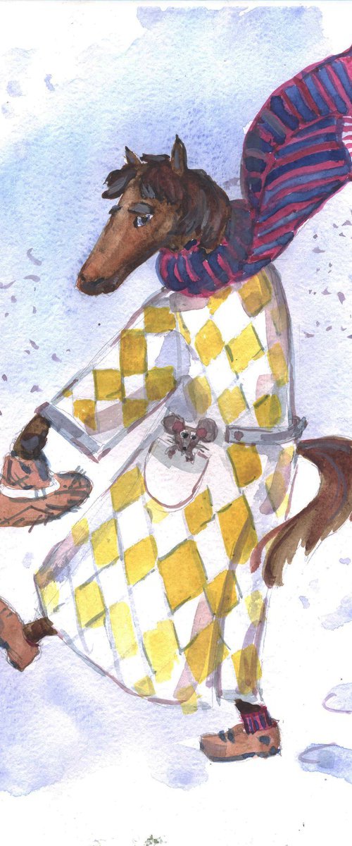 The horse in the coat by Elena Sanina