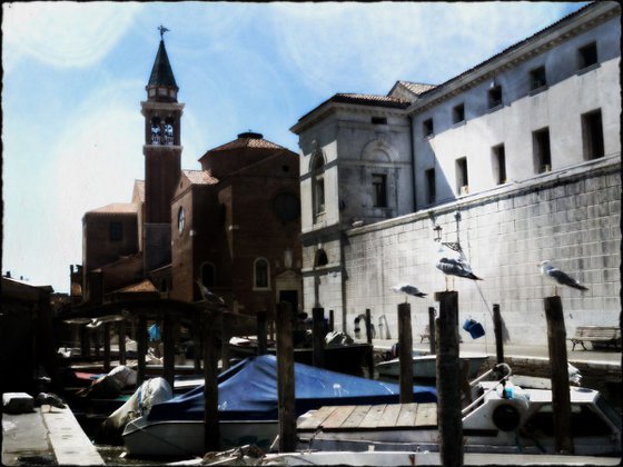 Venice sister town Chioggia in Italy - 60x80x4cm print on canvas 01124m1 READY to HANG