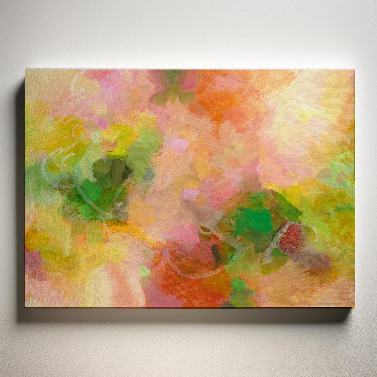 Abstract Painting By Dena Adams, 20 X 16, Lemon Skies, Original Artwork