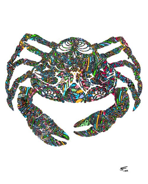 Crab 2, Framed Artwork, 16 x20 inches, by Jeff Kaguri