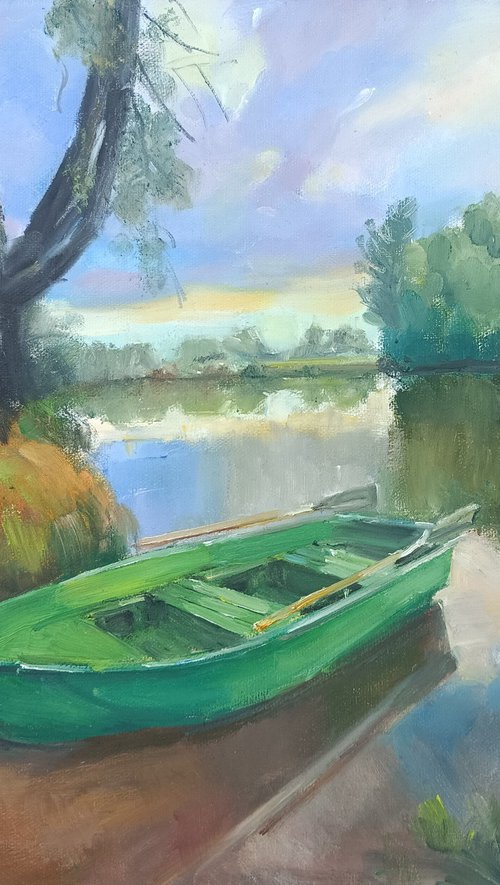 Landscape with a boat by Valentina Andrukhova