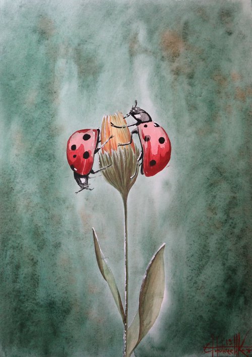 Ladybug (2019) Watercolor 42*30cm by Eugene Gorbachenko