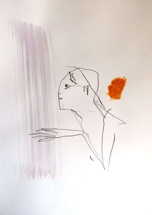 Portrait 20-10, ink and pencil on paper 41x29 cm by Frederic Belaubre