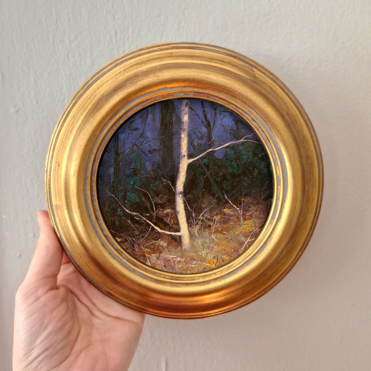 Botanical Oil Painting By Ayna Paisley, 7 X 7, Leaves Lie Quiet, Original Artwork