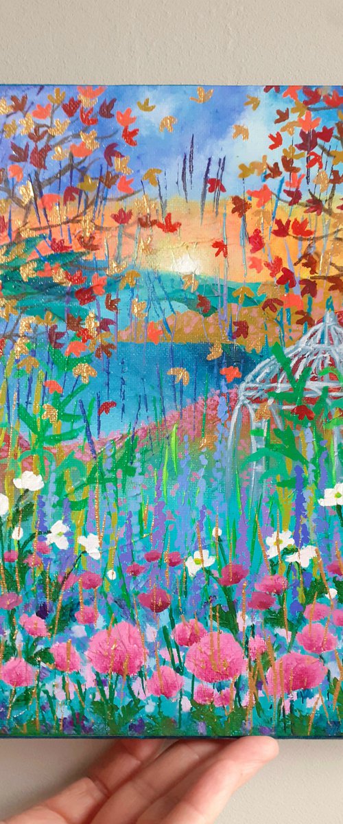 Oriental Garden with Gold by Lisa Mann