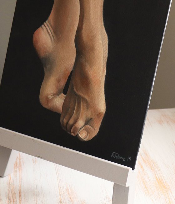 Demi-pointe, Ballet Feet, On Pointe Painting, Ballerina, Dance, Framed and Ready to Hang, Feet on Tip-Toes