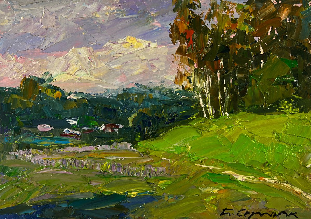 Birch Grove In The Light Of The Morning Sun By Boris Serdyuk, 10 X 7, Artwork For Sale On Artfinder