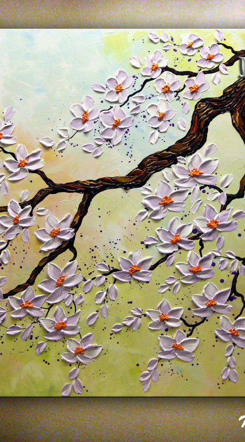 Blossom Sakura - Original Textured Painting by Nataliya Stupak