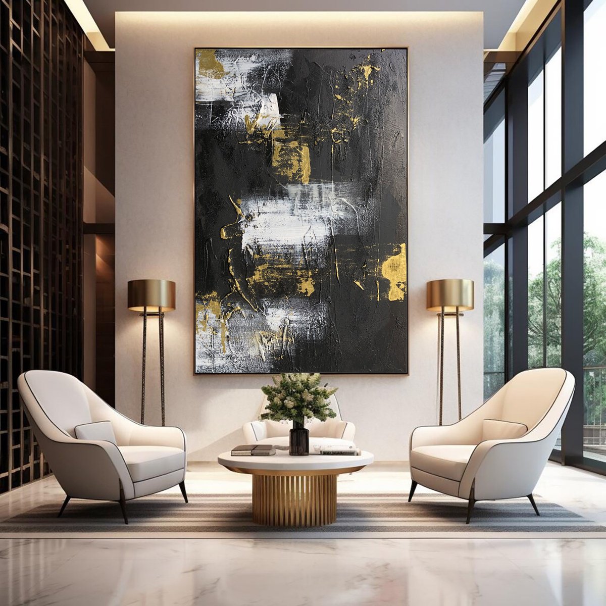 Gold And Black Abstract Glints By Indie Ru, 57 X 81, Artwork For Sale On Artfinder