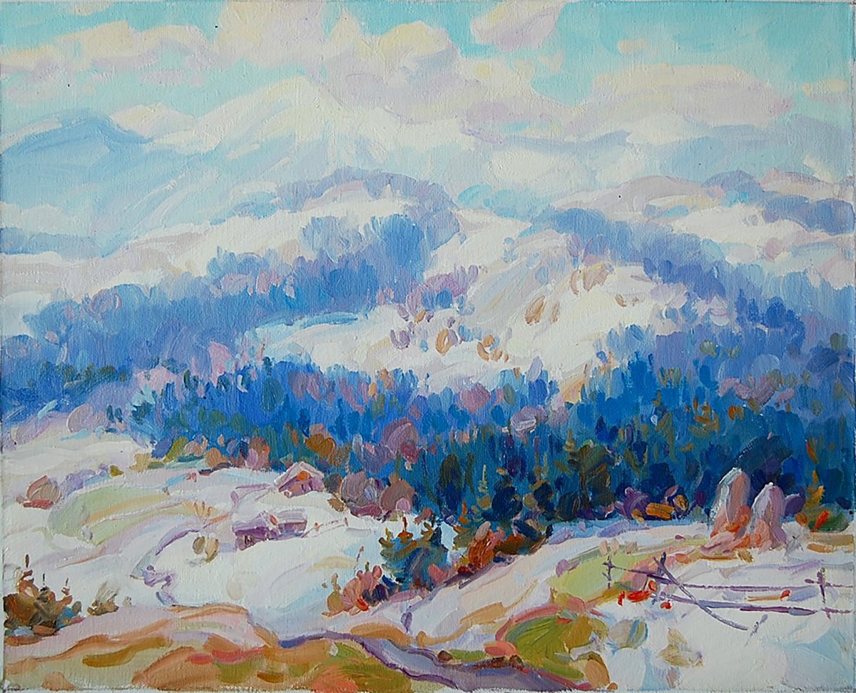 Impressionistic Landscape Oil Painting By Dmitry And Olga Artym, 20 X 16, Yablunytsky Pass, Original Artwork