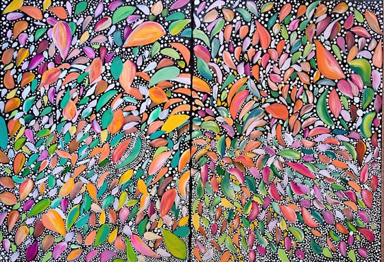 Artwork Acrylic on canvas,  Diptych, Ready to hang "THE JOY OF LIVING"