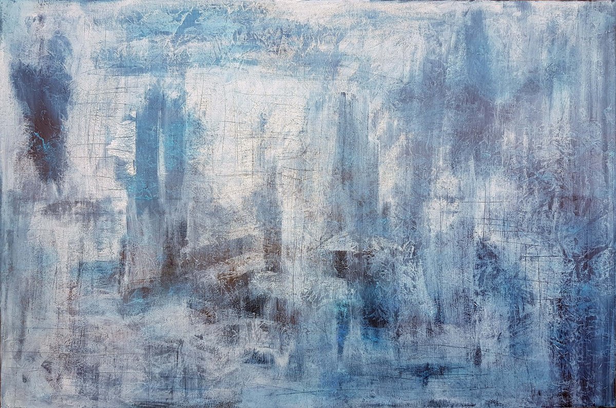 Abstract Acrylic Painting By Ivana Olbricht, 59 X 39, Cold Breath, Original Artwork