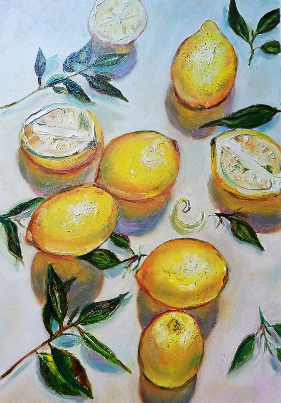 Lemons on a Table Still life 21x30cm/8x12 in