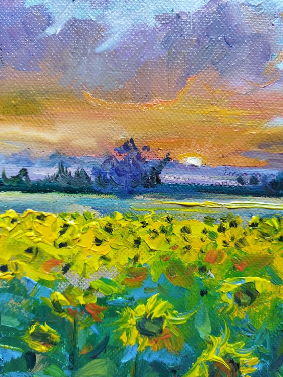 Landscape with sunflowers