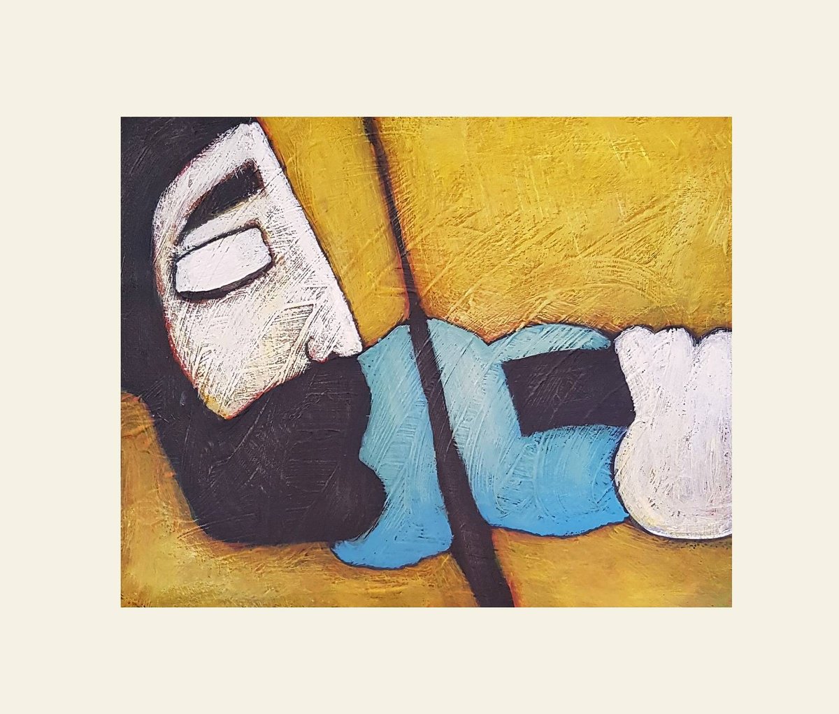 Surrealistic Portrait Acrylic Painting By Zhana Viel, 12 X 9", My Fiddle V, Original Artwork