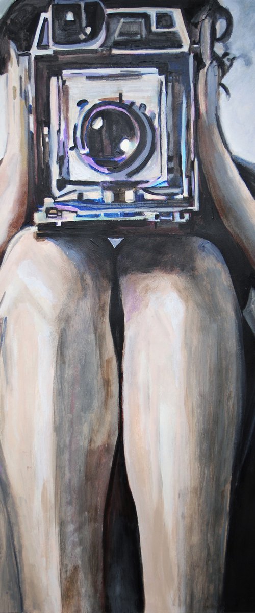 Nude  with camera / 83.4 x 58.7 cm by Alexandra Djokic