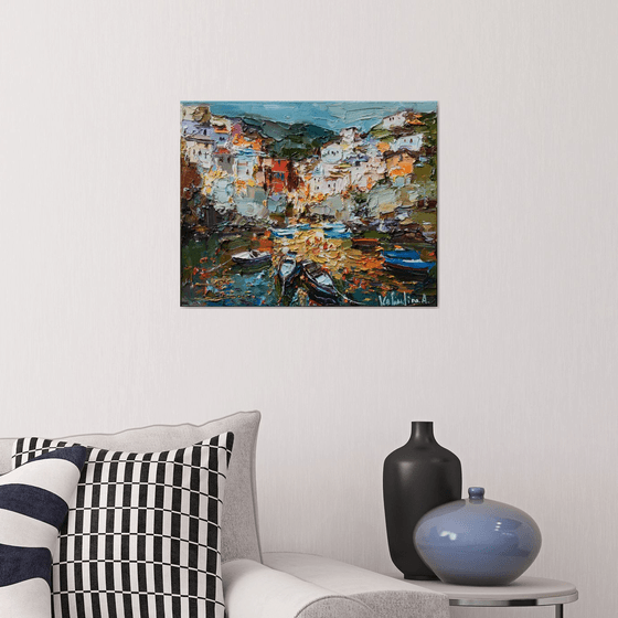 Riomaggiore, Cinque terre - Italian Landscape painting