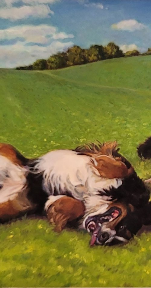 Commission Portrait of Two Dogs by QI Debrah