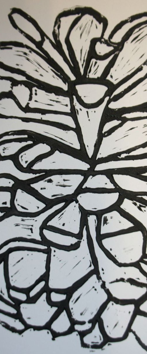 Pinecone Linocut by Kev Munday
