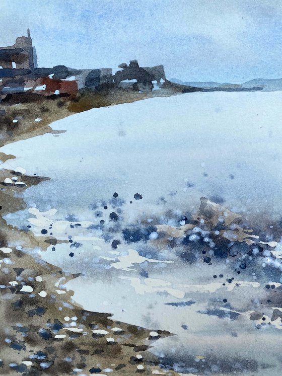 Norht beach. One of a kind, original painting, handmad work, gift, watercolour art.