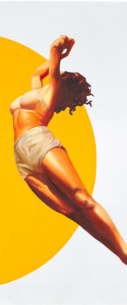 Flying on yellow circle by Anastassia Markovskaya