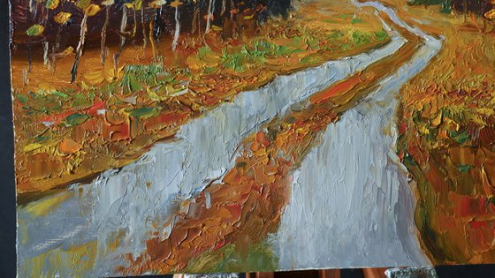 Across The Autumn Forest - autumn landscape painting