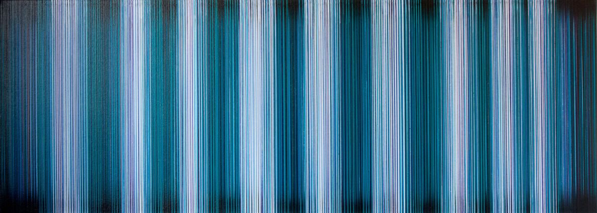 Abstract Acrylic Painting By Stefan Fierros, 44 X 16", Logical Progression - 9, Original Artwork