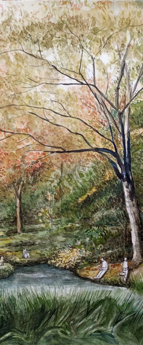 Readers by the pond by paolo beneforti