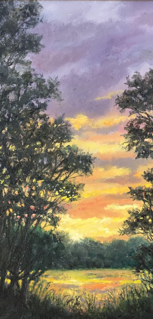 SUNDOWN SYMPHONY - oil 13X15 by Kathleen McDermott