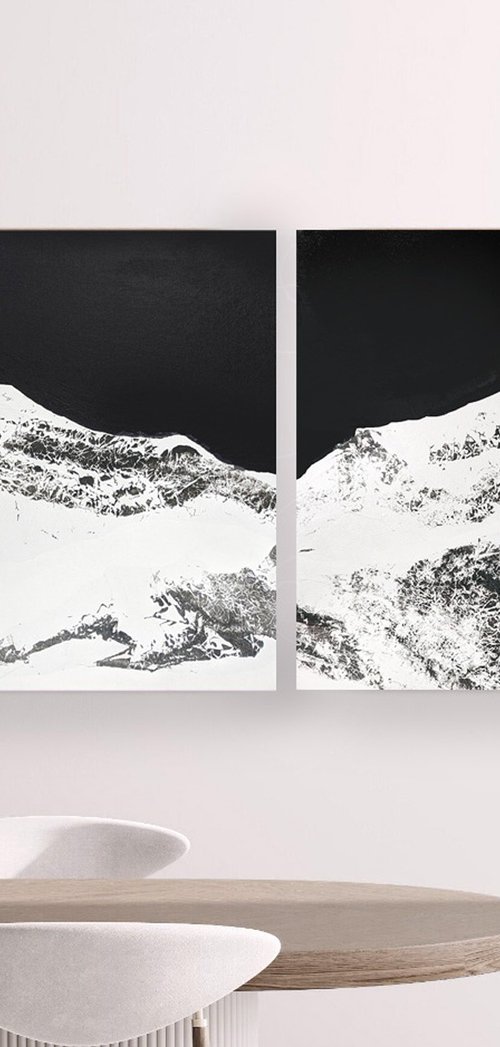 Night and Snow ( diptych) by Laurie Franklin