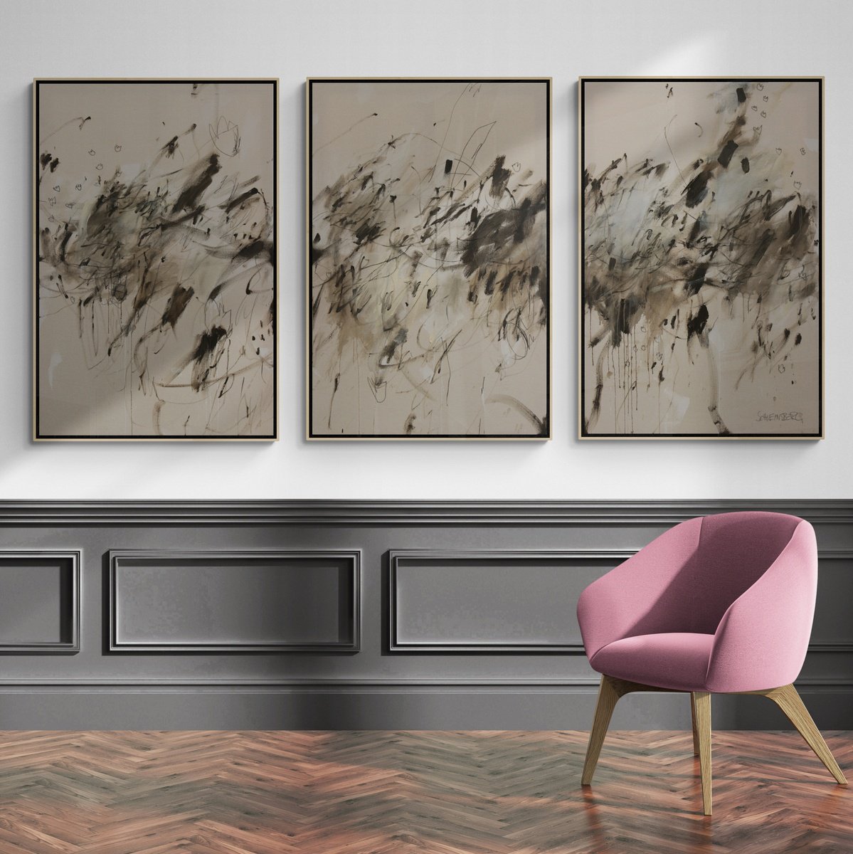 Expressive Abstract Painting By Daniela Schweinsberg, 97 X 48, I Feel Like Dancing Iv, Original Artwork