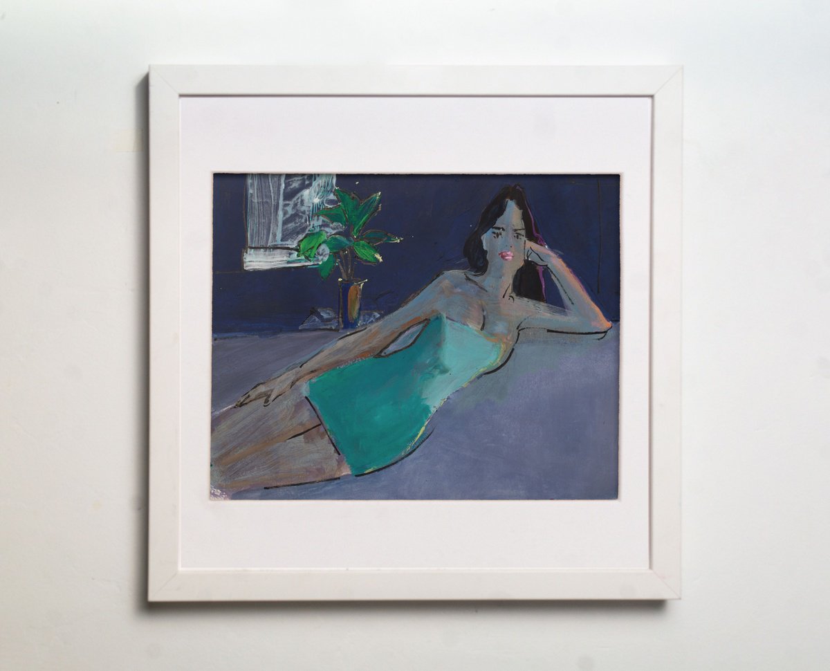 Impressionistic Portrait Acrylic Painting By Bohdan Katolyk, 16 X 16, Midnight Reverie, Original Artwork