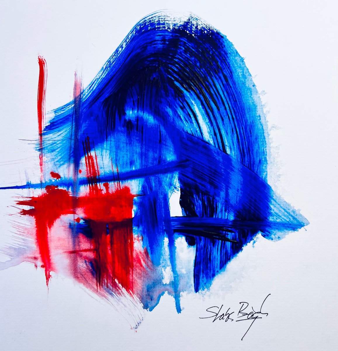 Abstract Ink Drawing By Shabs Beigh, 16 X 16", Passion 3, Original Artwork