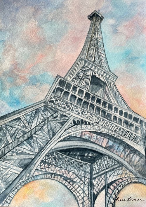 Up to the  Eiffel Tower France by Rosie Brown