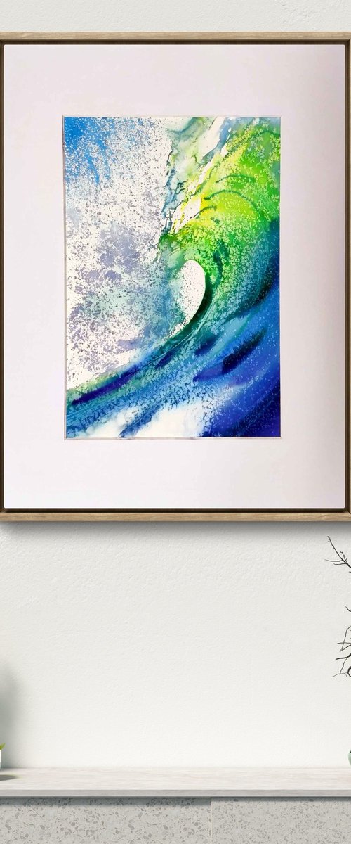 Surfing Wave Watercolor by Ion Sheremet