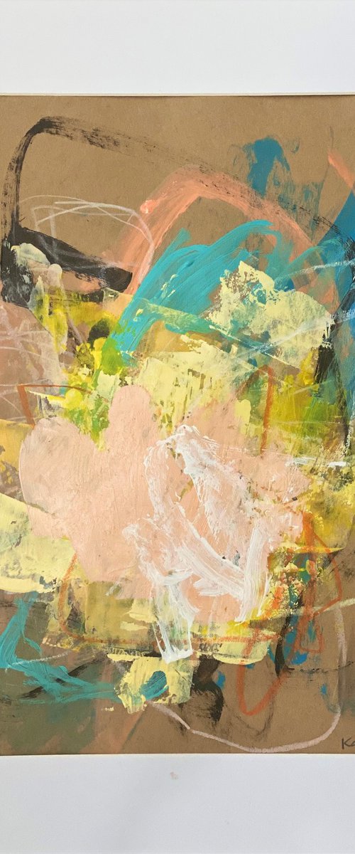 Hidden Gems 21 - brightly colored energetic bold abstract painting raw art by Kat Crosby