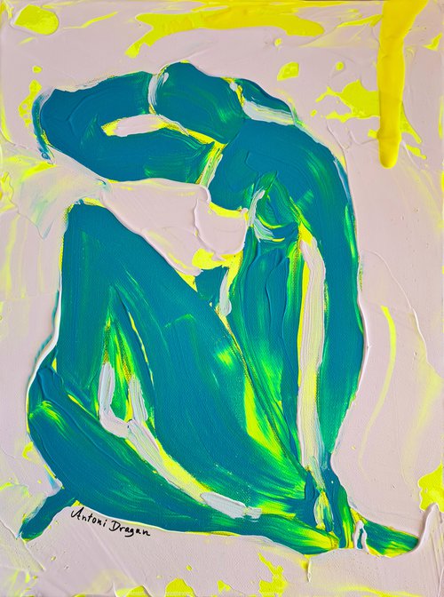 Blue popart Nude by Antoni Dragan
