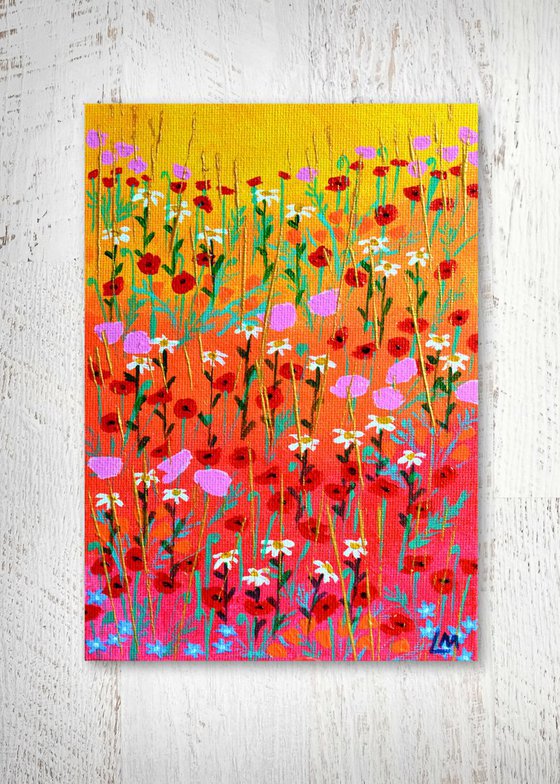 Mini Meadow 9 - poppies and daisies