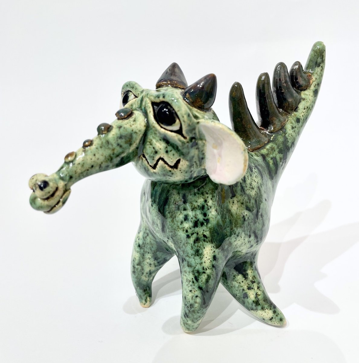 Expressive Clay Sculpture , Happy Green Fantasy By Viktor Zuk, 7 X 6, Artwork For Sale On Artfinder