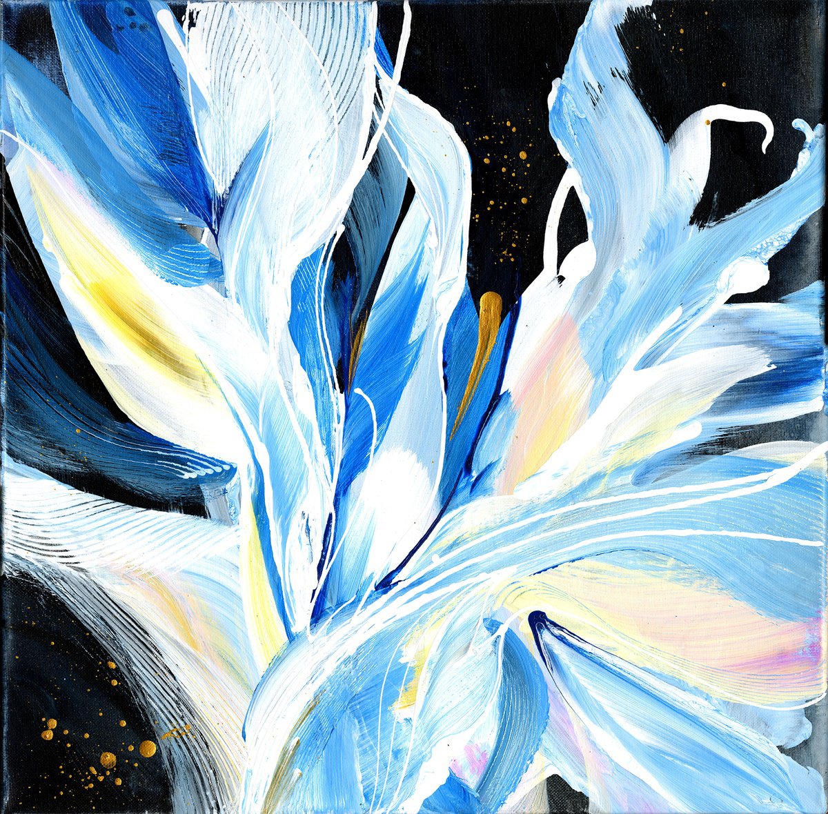Abstract Botanical Acrylic Painting By Kathy Morton Stanion, 20 X 20", Ephemeral Dream 2, Original Artwork