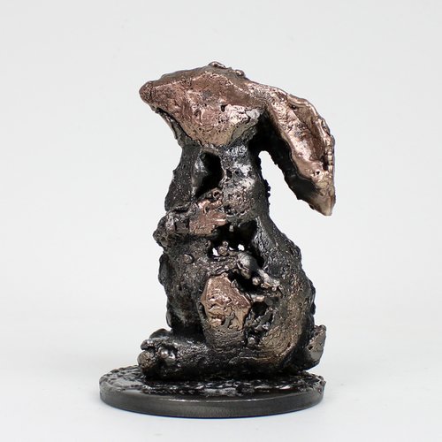Rabbit 16-22 - Metal animal sculpture - bronze and steel lace by Philippe Buil