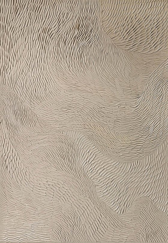 "Fluency 5" High textured abstract beige art