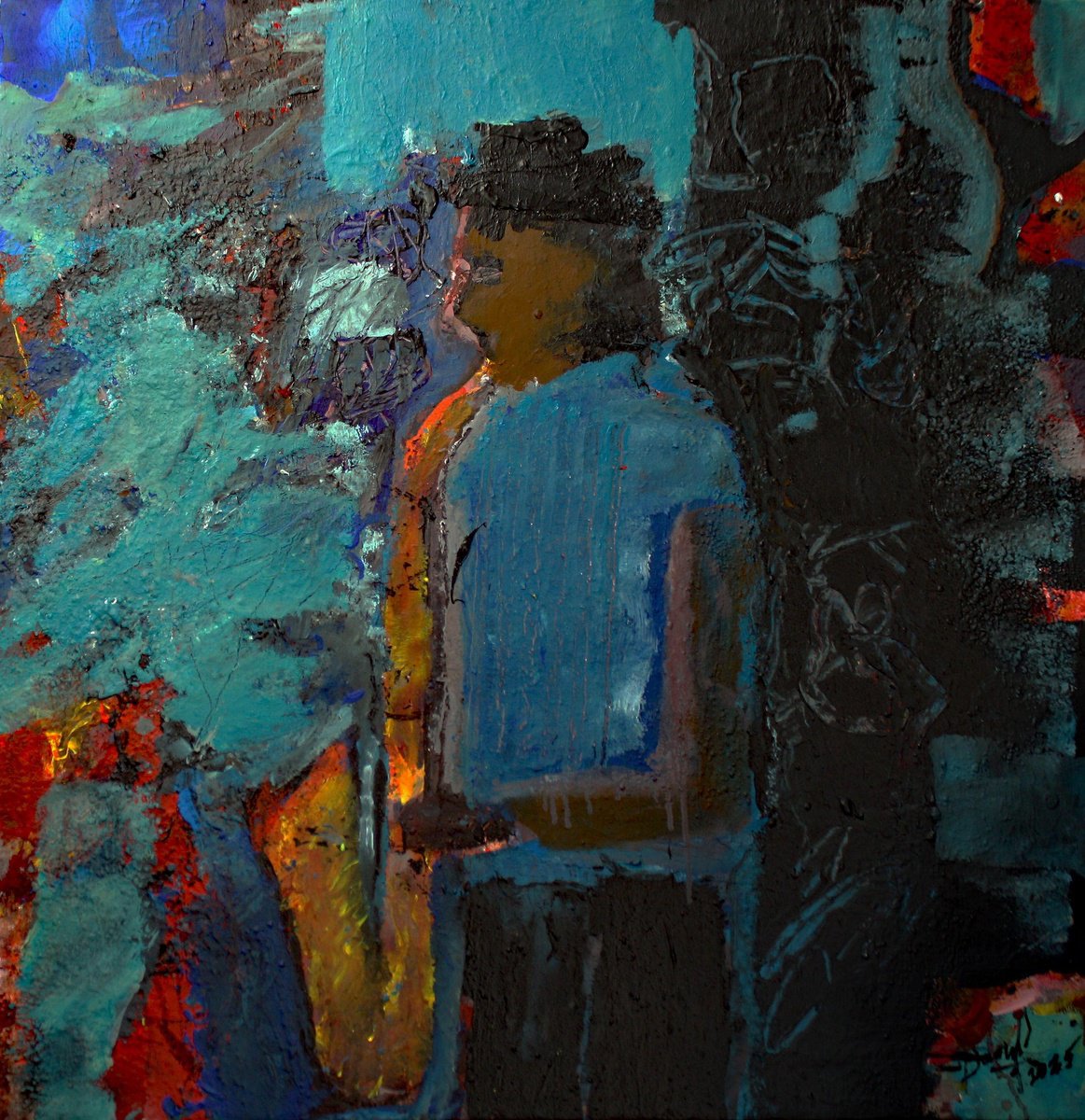 Expressive Painting , Soiree Musicale Jazz - 90X90Cm By Jacques Donneaud, 35 X 35, Artwork For Sale On Artfinder