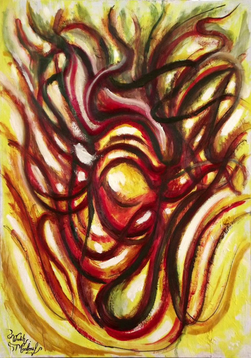 VIBRATIONS OF JOY - Abstract Oil painting (50x70cm) by Wadih Maalouf